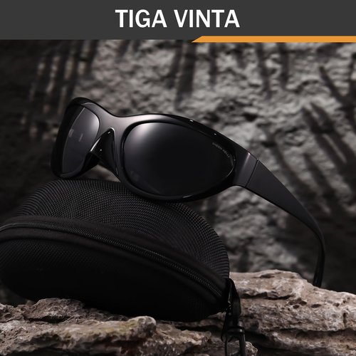 TIGA VINTA Wrap Around Sports Sunglasses for Men Women Hiking Sun Glasses Polarized TR90 Driving Cycling Running Eagle Beak