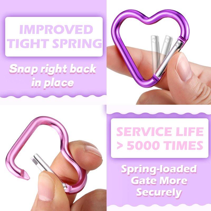 Shimeyao 40 Pcs Heart Keychain Clips Bulk, Aluminum Alloy Snap Heart Shaped Carabiner for Backpack Outdoor Camping Hammock Traveling