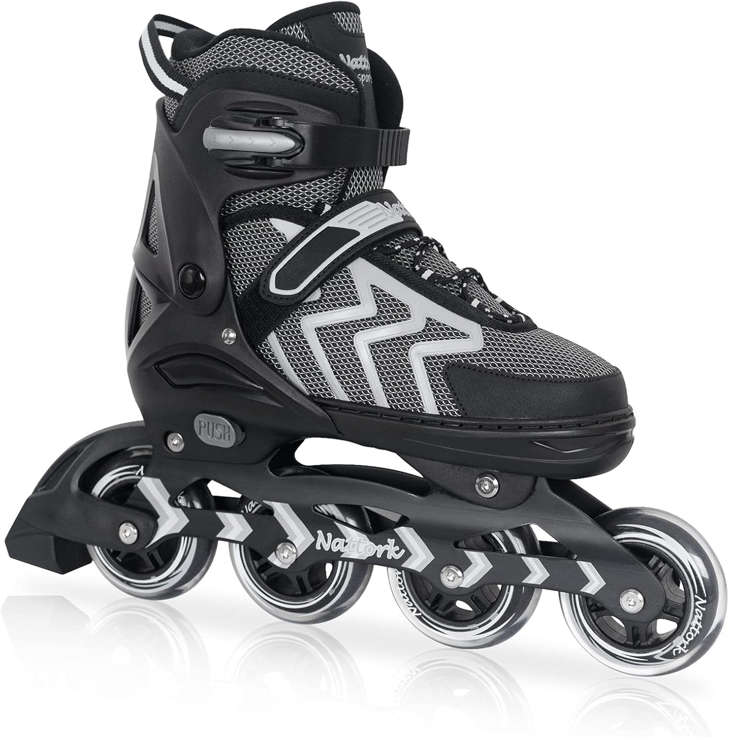Nattork Adjustable Inline Skates - Perfect for Adults & Teens | Indoor & Outdoor Use, Ideal for Beginners