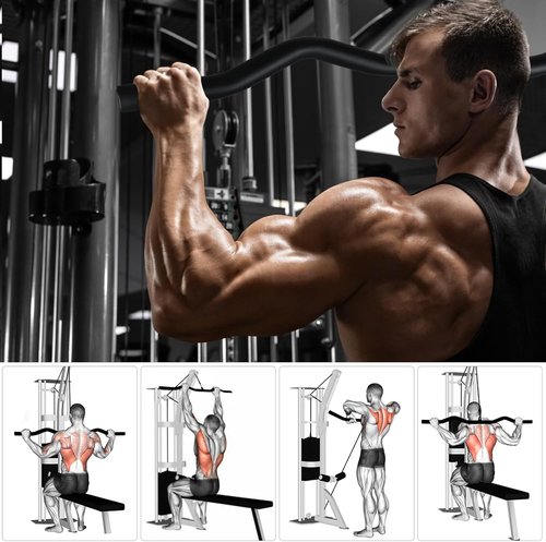 LAT Pull Down Bar - Detachable Wide Grip Attachment with Swivel Joint for Cable Machines | Home Gym Accessory
