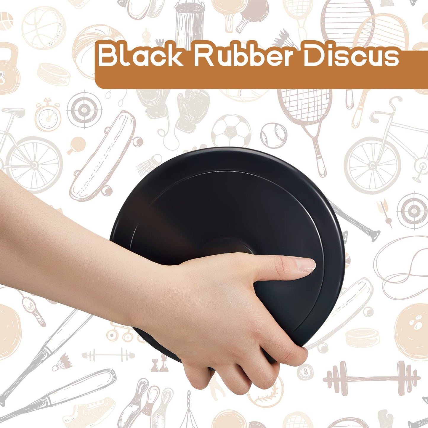 Deekin 2 Pcs 1KG Sports Rubber Practice Discus Smooth Surface Black Rubber Discus Disc Track and Field Equipment for High School Man Woman Outdoor Throwing Practice Students
