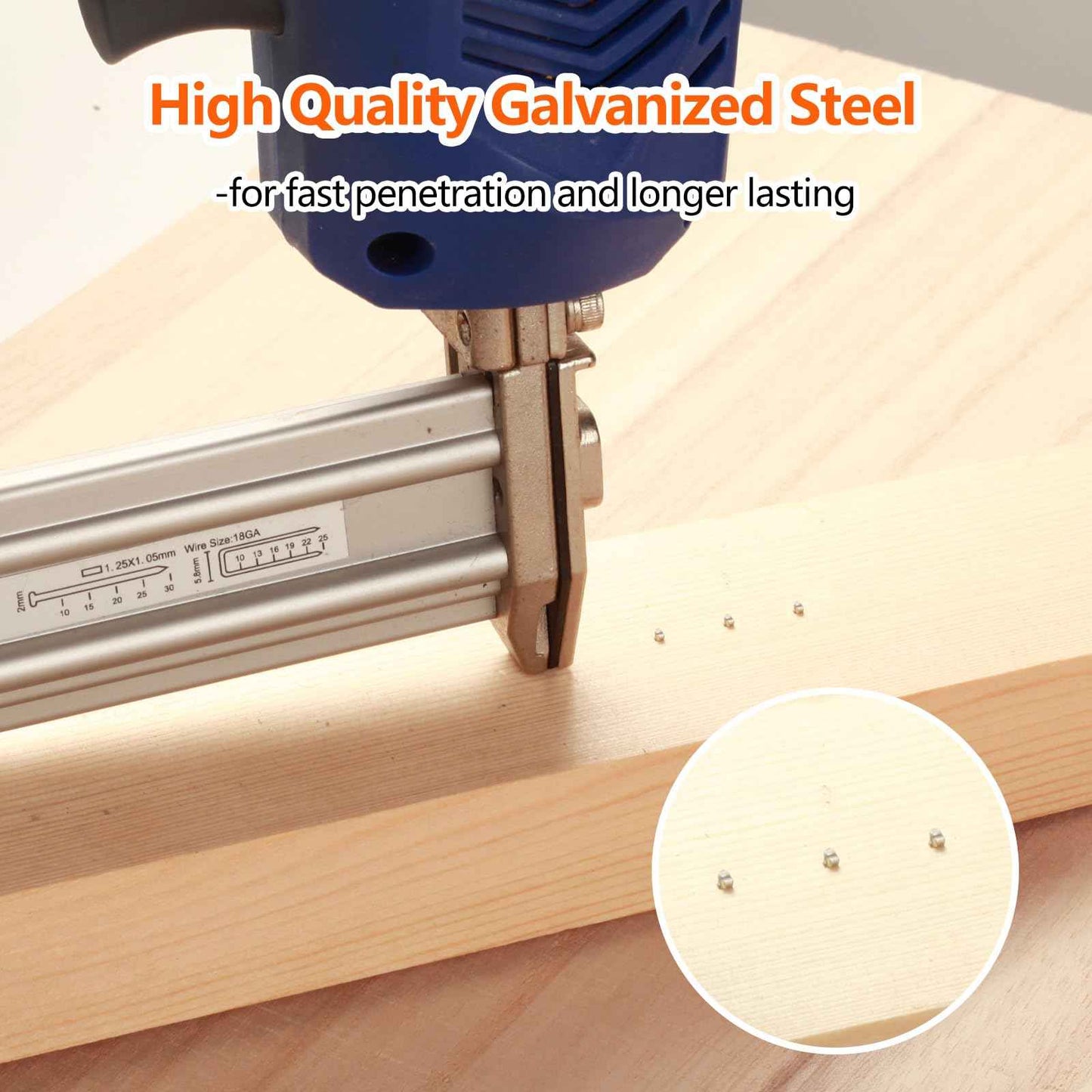 SITLDY 18 Gauge Galvanized Brad Nails Brown T-head 5 Sizes 5000-Pack (5/8"+3/4"+1"+1-1/4"+2"),1000 per size, Assorted Size Project Pack, for Pneumatic, Electric 18GA Brad Nailer Gun