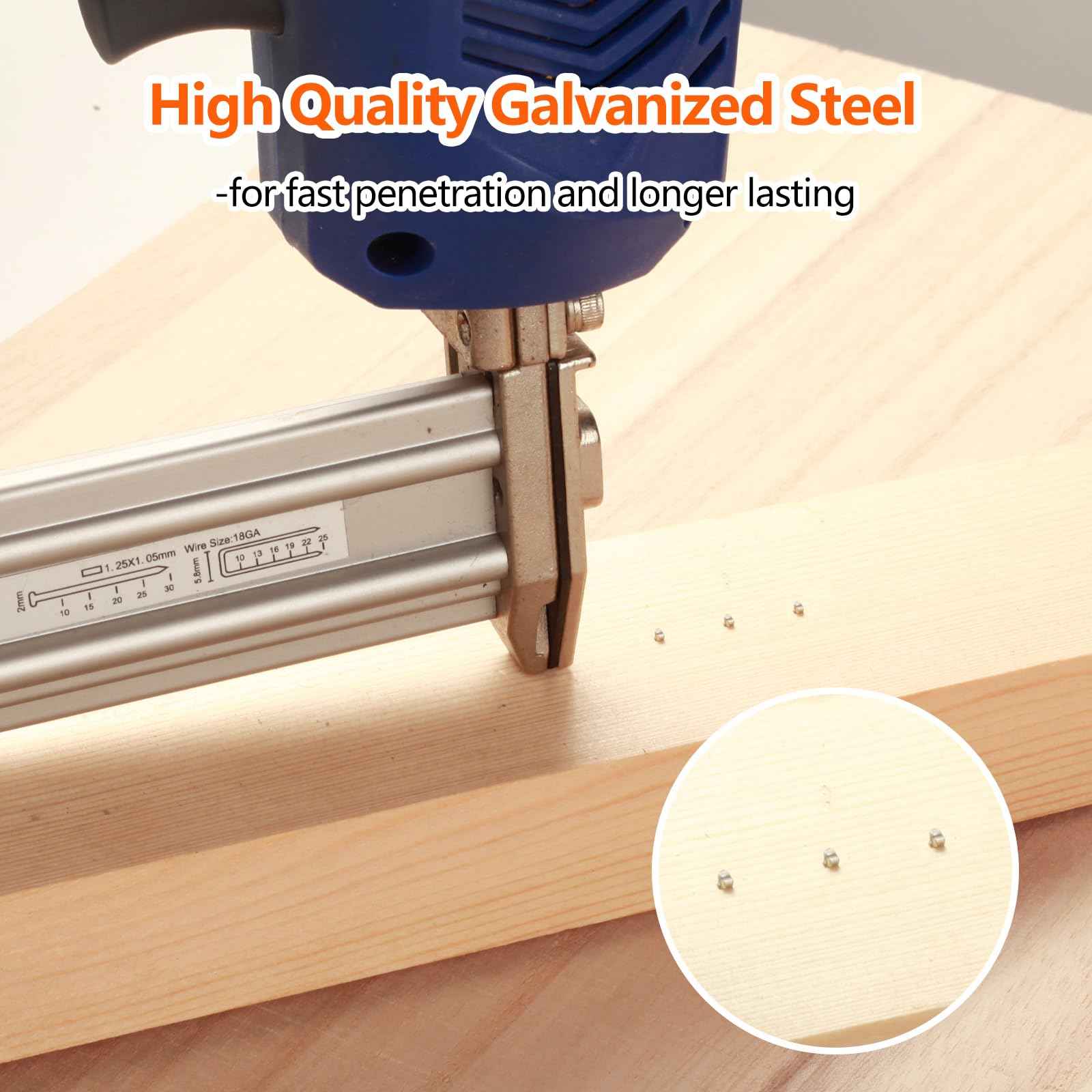 SITLDY 18 Gauge Galvanized Brad Nails Brown T-head 5 Sizes 5000-Pack (5/8"+3/4"+1"+1-1/4"+2"),1000 per size, Assorted Size Project Pack, for Pneumatic, Electric 18GA Brad Nailer Gun