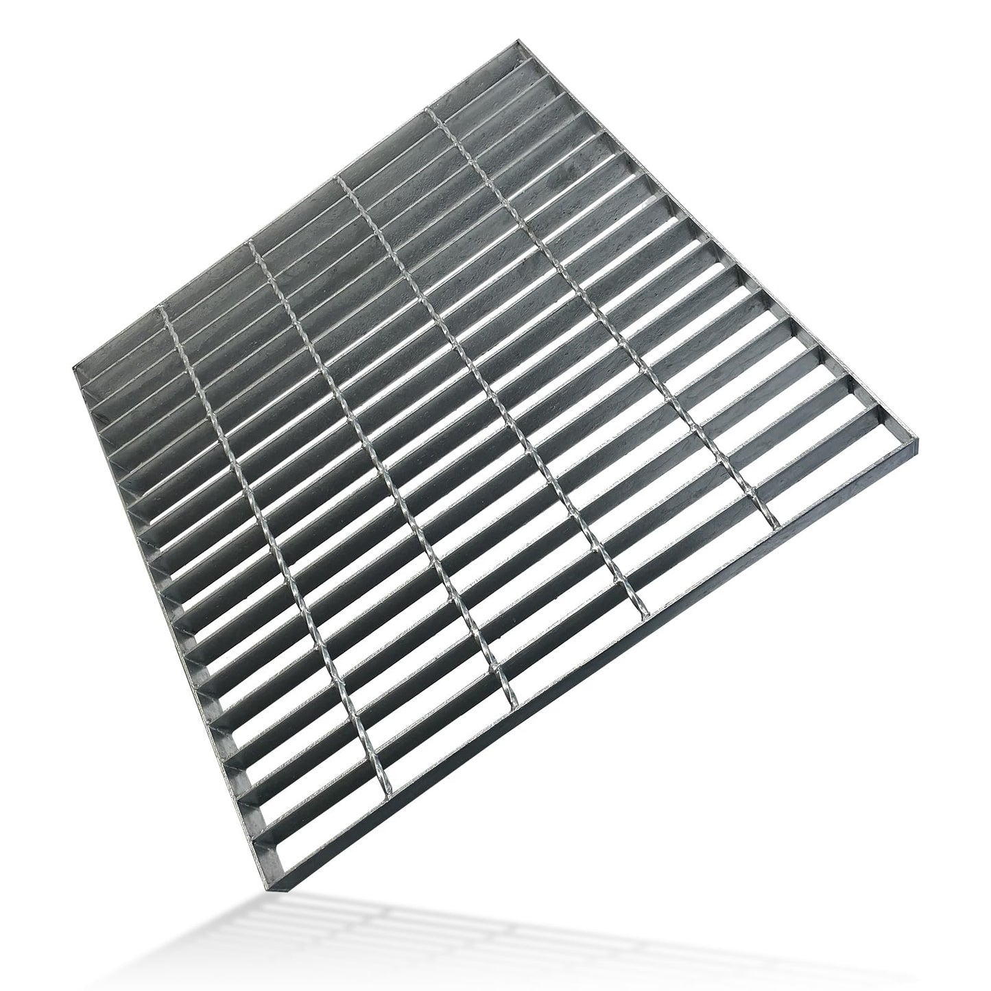 Tongmo 1.9IN Thick Galvanized Steel Drain Grate, B125 Class Sewer Grate, Weather-Resistant Outdoor Drain Cover, Heavy Duty Channel Grate, Silver Square Drainage Grate (19.6 * 19.6 * 1.9IN)