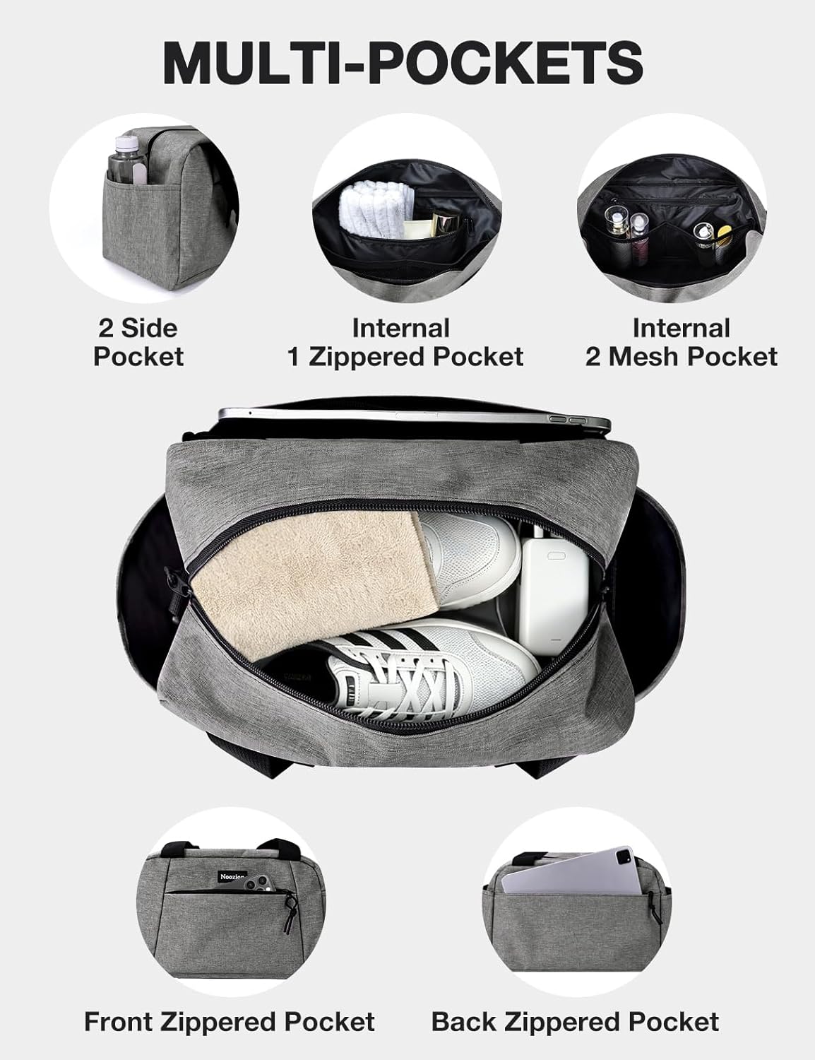 Noozion 14-Inch Mini Duffle Bag - Lightweight Gym Bag for Travel & Workouts | Multiple Pockets