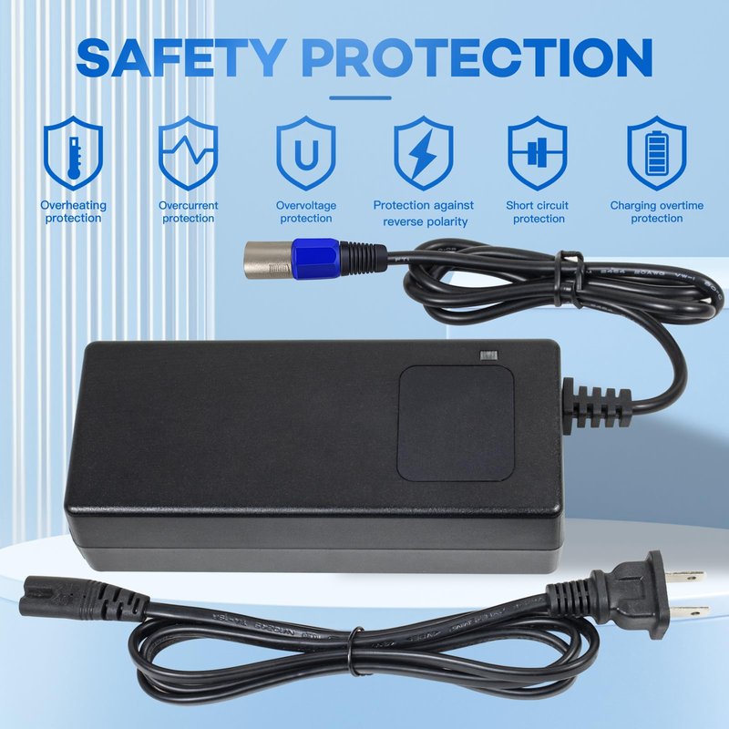 YZPOWER 29.4V 4A Power Adapter for 24V/25.2V Li-Ion Batteries 3-Pin XLR Connector, Smart 24 Volt Power Supply with Display Built-in Fan