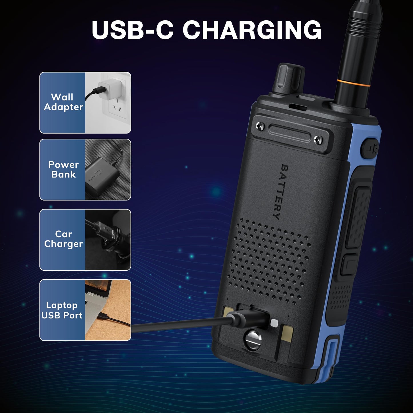 BAOFENG UV-7B Handheld Ham Radio, Chirp & Wireless APP Programmable, UV FM Aviation NOAA Receiver, 1000 CHs 10 Zones, USB-C Port, Channel Copy, SOS Strobe, with Speaker Mic & Extra High Gain ANT