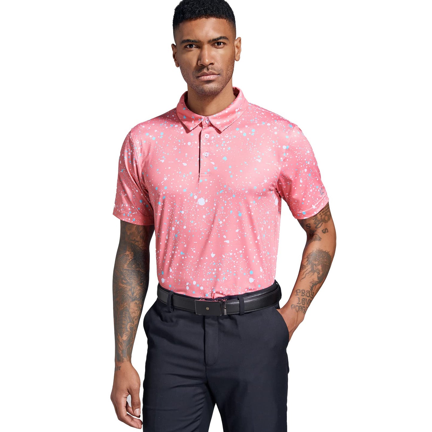 Ephemoca Golf Shirts for Men UPF 50 Moisture Wicking Short Sleeve Polo Shirt Red XL