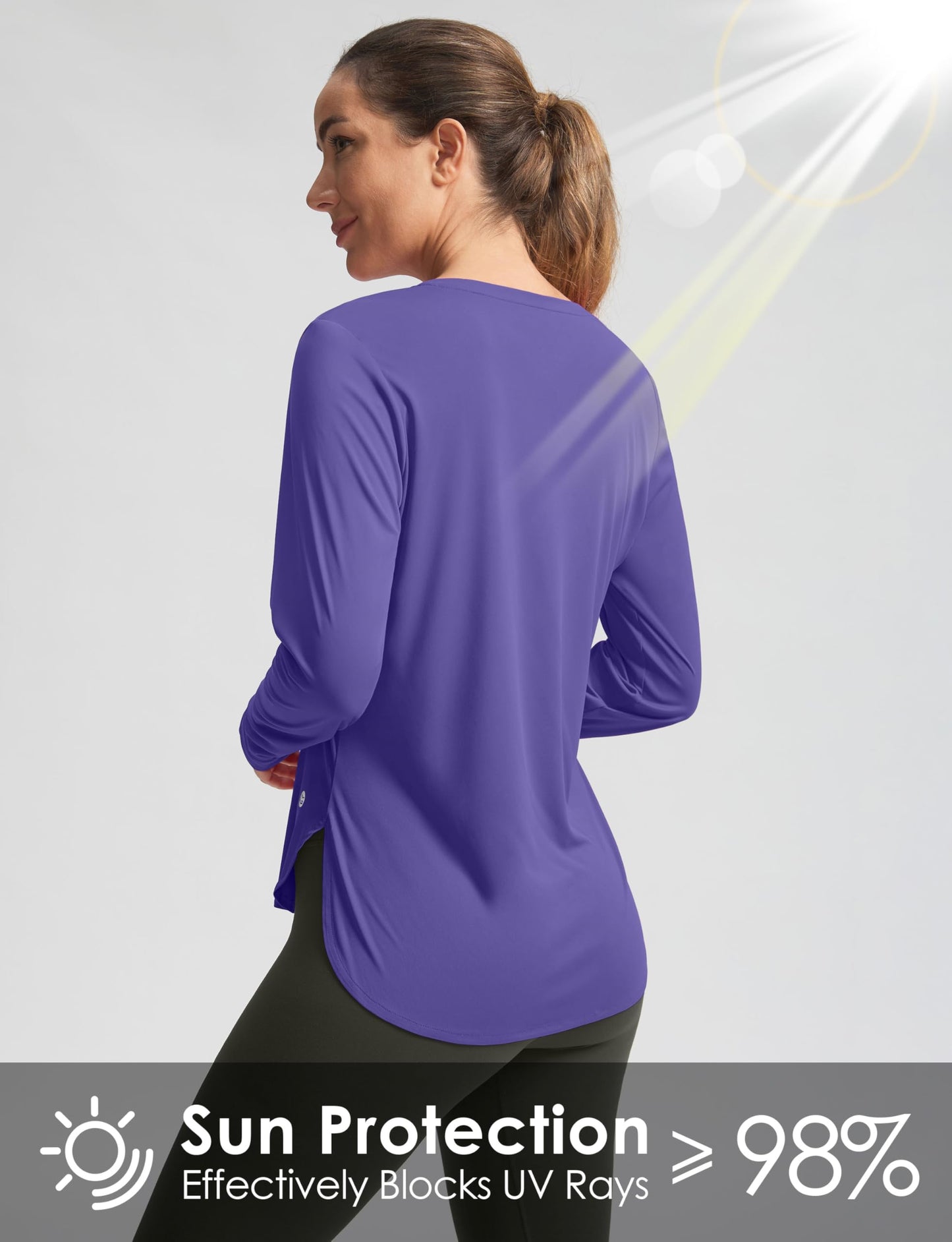 Women's Sun Shirts UPF 50+ Long Sleeve UV Protection Shirt Lightweight Quick Dry Workout Hiking Tops for Women(Vintage Purple,XXL)