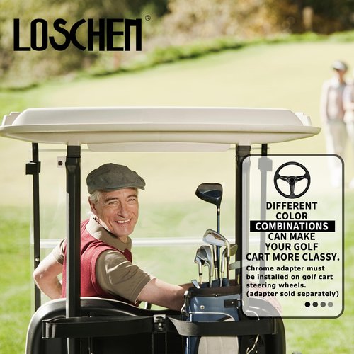 LOSCHEN Golf Cart Steering Wheel Universal Design for Club Car Ds and Precedent EZGO RXV & TXT, for Yamaha Golf Cart Steering Wheel-Black Strip