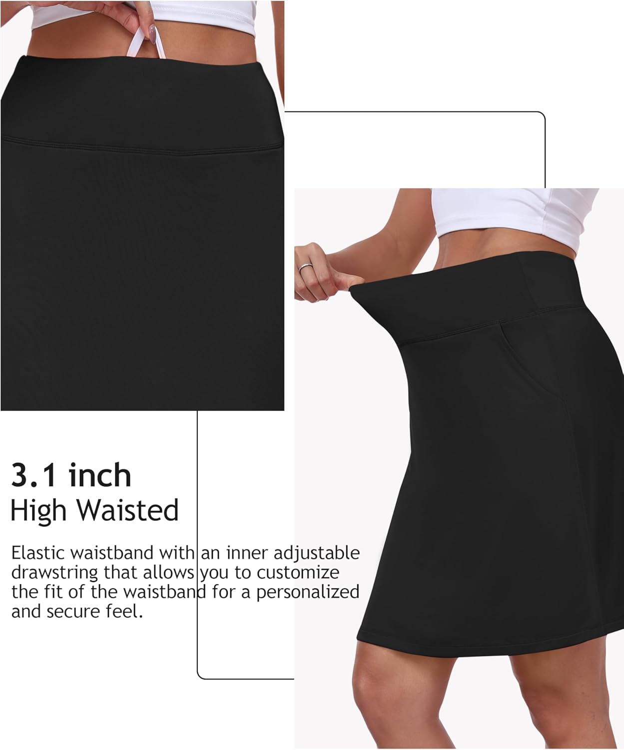 MoFiz Women's Knee-Length Golf Skort - High-Waisted Athletic Skirt for Summer Sports & Casual Wear