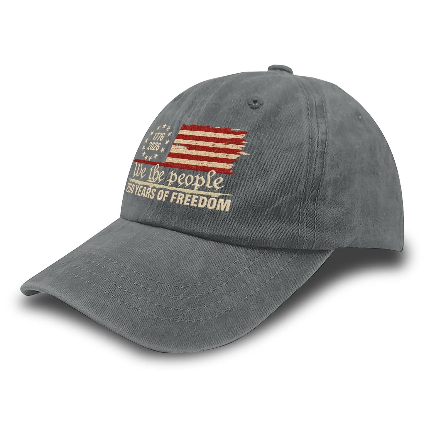 U.S. 250th Anniversary Embroidered Baseball Cap – 250 Years of Freedom 1776-2026 Patriotic Hat in Gray