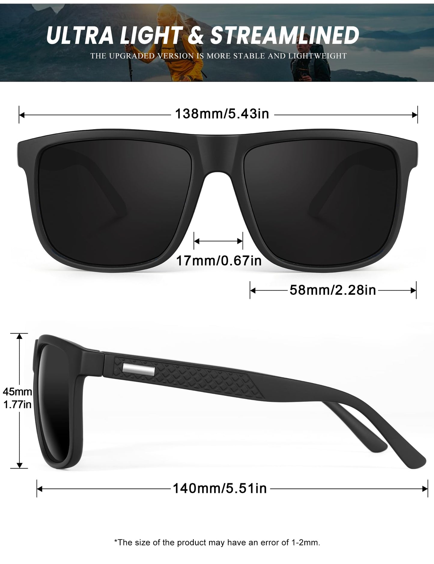 NSSIW Sunglasses-Men Polarized Mens-Sunglasses: Classic Sun Glasses with UV400 Protection for Driving Fishing Golf