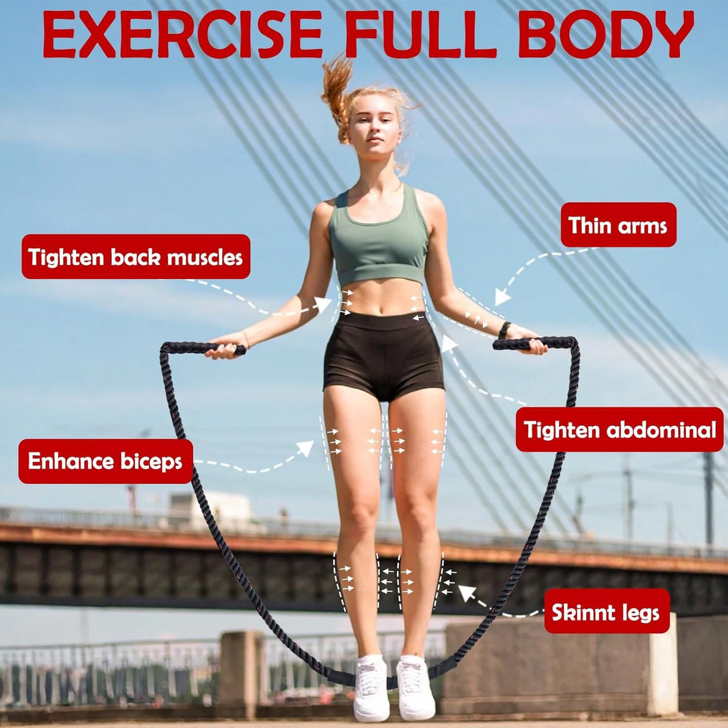 Weighted Jump Rope for Men Women, 1.5lb 2.8lb Heavy Jumping Ropes for Fitness, Adult Skipping Rope for Home Gym Exercise, Improve Strength and Building Muscle Workout Equipment (Black, 1.8LB)
