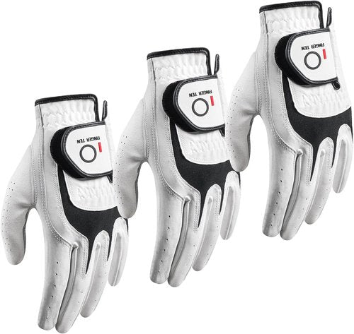 FINGER TEN Premium Golf Gloves - Cabretta Leather, All-Weather Grip, Comfortable Fit | Sizes S-XL