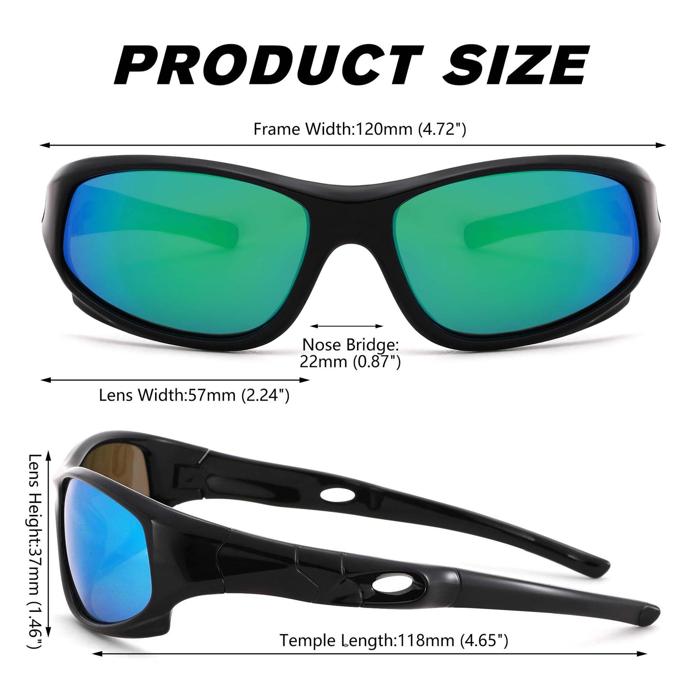 Pro Acme TR90 Unbreakable Polarized Sports Sunglasses for toddle kids Boys and Girls Children Youth Sunglasses With Strap for Age 3-12 (Blue/Sky Blue + Black/Green Mirrored+Matte Black)