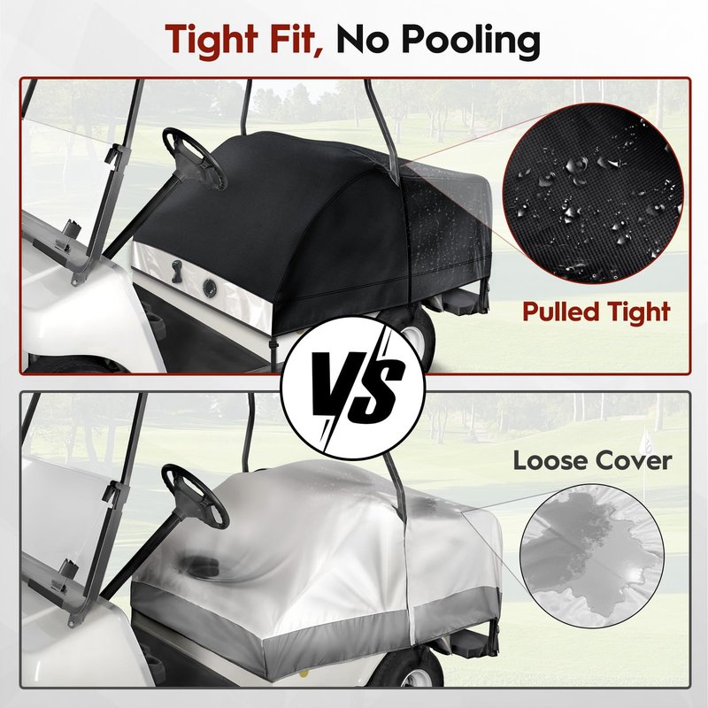 Mixsuper Golf Cart Seat Rain Cover for EZGO, Club Car, Yamaha Cart 2+2/4 Passengers with Transparent Windows 2+2 Seats Rain Covers, 7 Layers 600D Waterproof, Universal Fit, Golf Accessories