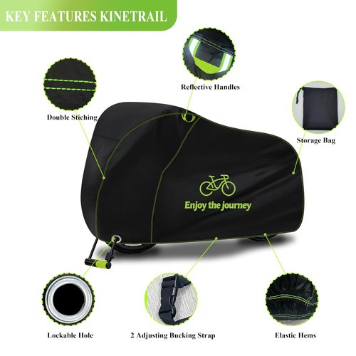 Kinetrail Bike Cover for 2 Bikes Waterproof Outdoor, Ebike Cover Rain Sun UV Dust Wind Proof, Bicycle Covers Outdoor Storage with Lock Hole for Electric Bike Mountain Road Bikes
