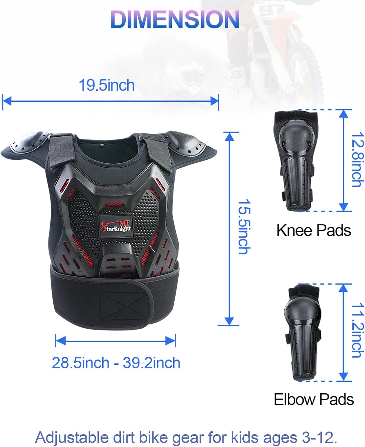 StarknightMT Kids Dirt Bike Gear - Youth Protective Motocross Armor Suit | Chest Protector for Boys & Girls