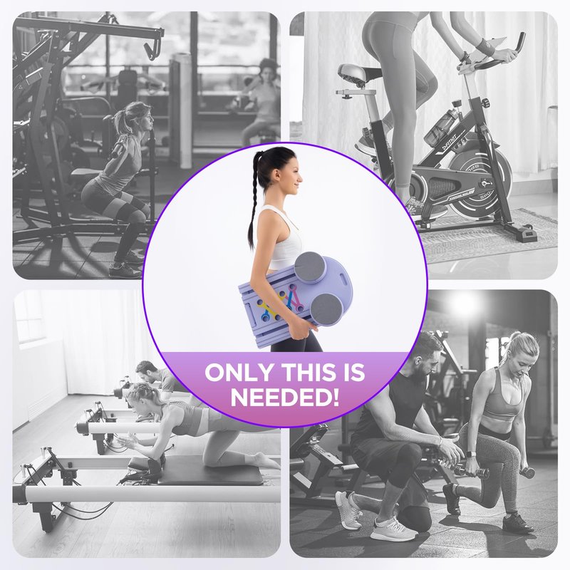 Pilates Board, Portable Pilates Reformer Equipment with Timer, 7-in-1 Foldable Pilates Machine for Home Workout, Multi-Purpose Pilates Equipment at Home, Office