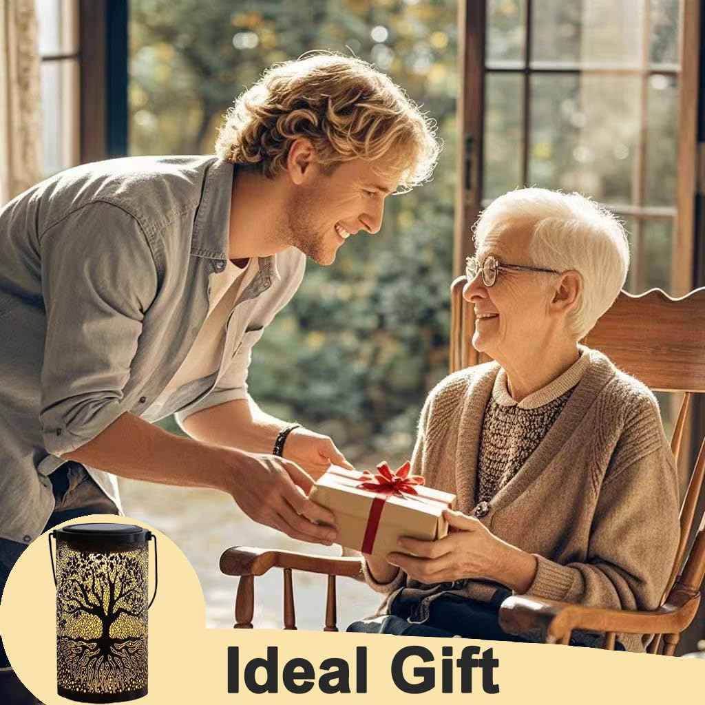 Solar Lanterns Outdoor Waterproof Hanging/Standing Solar Lights Tree of Life Metal Decor LED Lanterns as Gifts for Women Men for Landscape Garden Decor Yard Patio Lawn Tabletop Backyard Porch Pathway