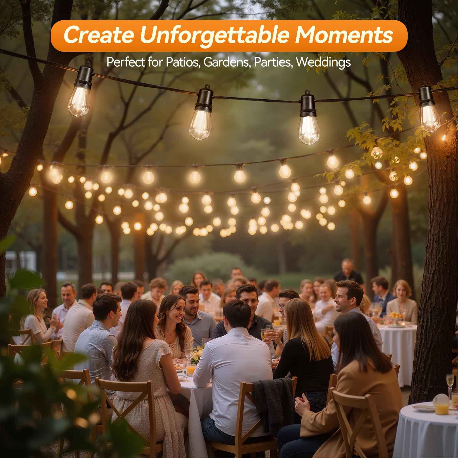 Adirxon 30FT LED Outdoor String Lights Dimmable Shatterproof S14 Bulbs IP44 Weatherproof Hanging Lights for Small Patio Balcony Tent DIY Project