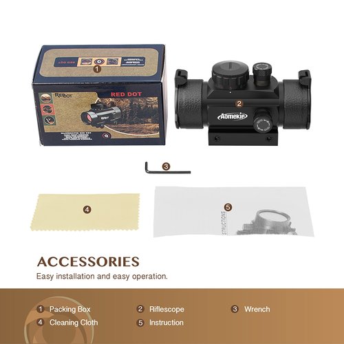 AOMEKIE Airsoft Red Dot Sight Scope Reflex Sight Rifle Scope 30mm Multi-Coated Lens with 22mm/11mm Weaver Picatinny Rail Mount for Hunting Shooting