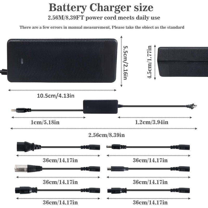 29.4V 2A/1A Fast Battery Charger 7 in 1 Plugs Universal Universal for 24V 25.2V 25.6V 25.9V Lithium Battery, 7S Lithium Battery Replacement Charger for Gotrax,Jetson,Razor,Ninebot,etc