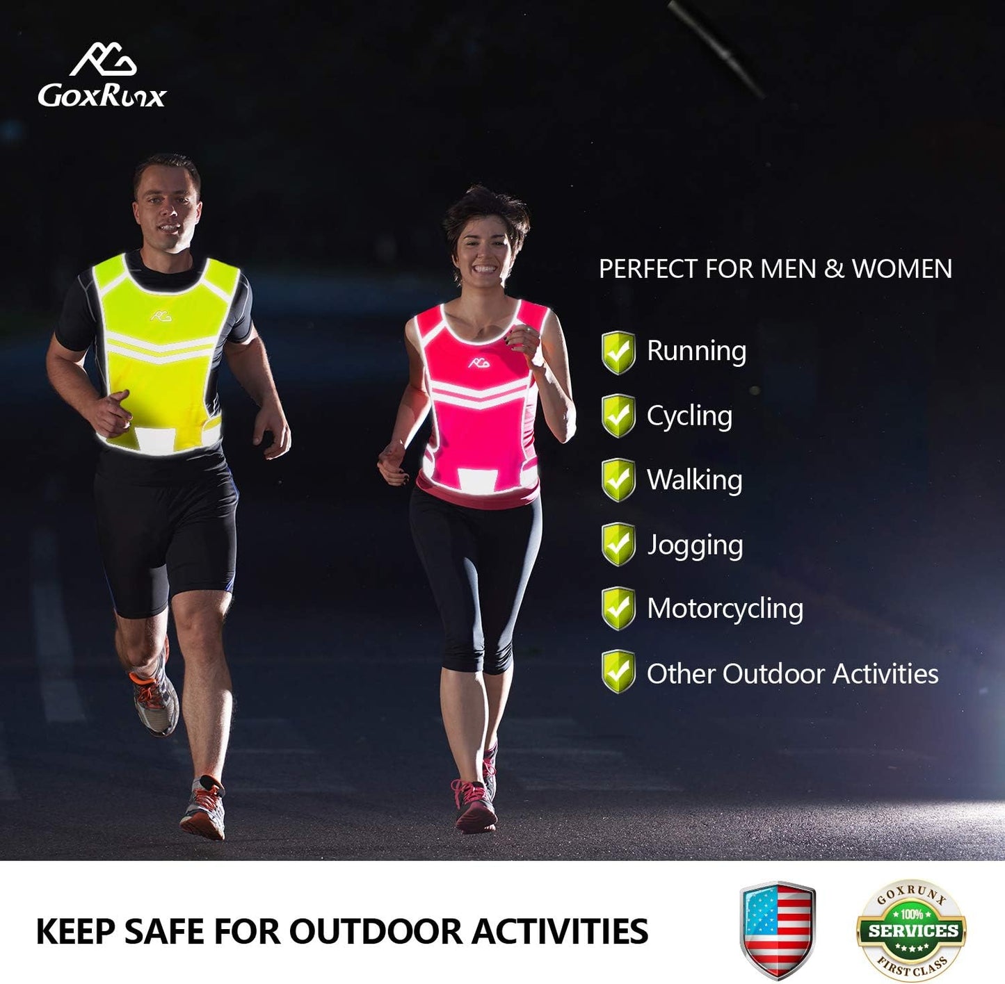 Skiennix Reflective Running Vest - High Visibility Safety Gear for Night Cycling & Motorcycle | Adjustable Fit