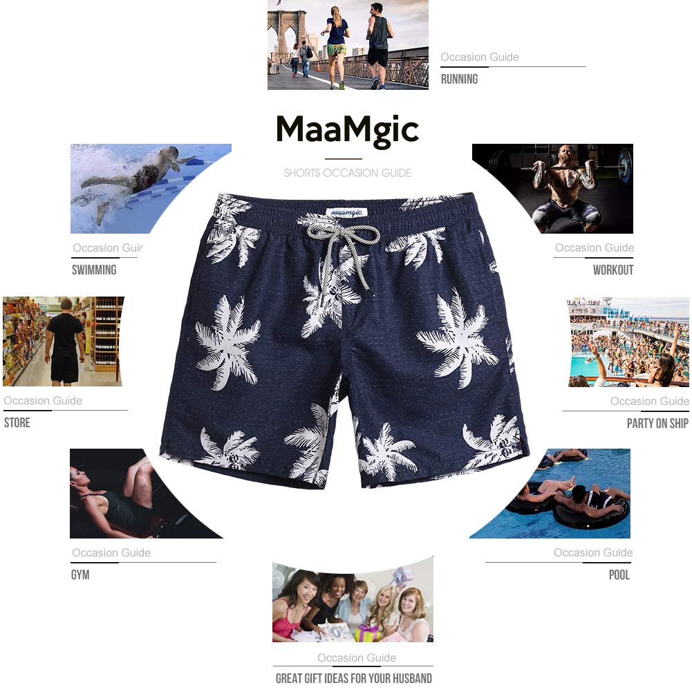 maamgic Mens Swim Trunks Quick Dry Swim Shorts with Mesh Lining Funny Swimwear Bathing Suits 7inch Bird Black Medium