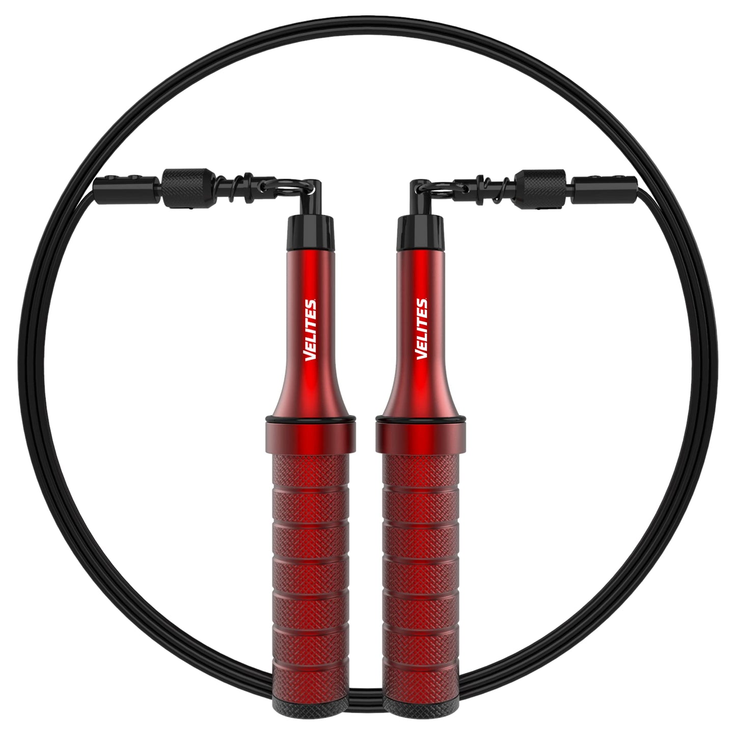 Velites Weighted Jump Rope for Crosstraining, Boxing, MMA & Fitness Earth 2.0. | Maximize your workout | Aluminum Skipping Rope (Red)