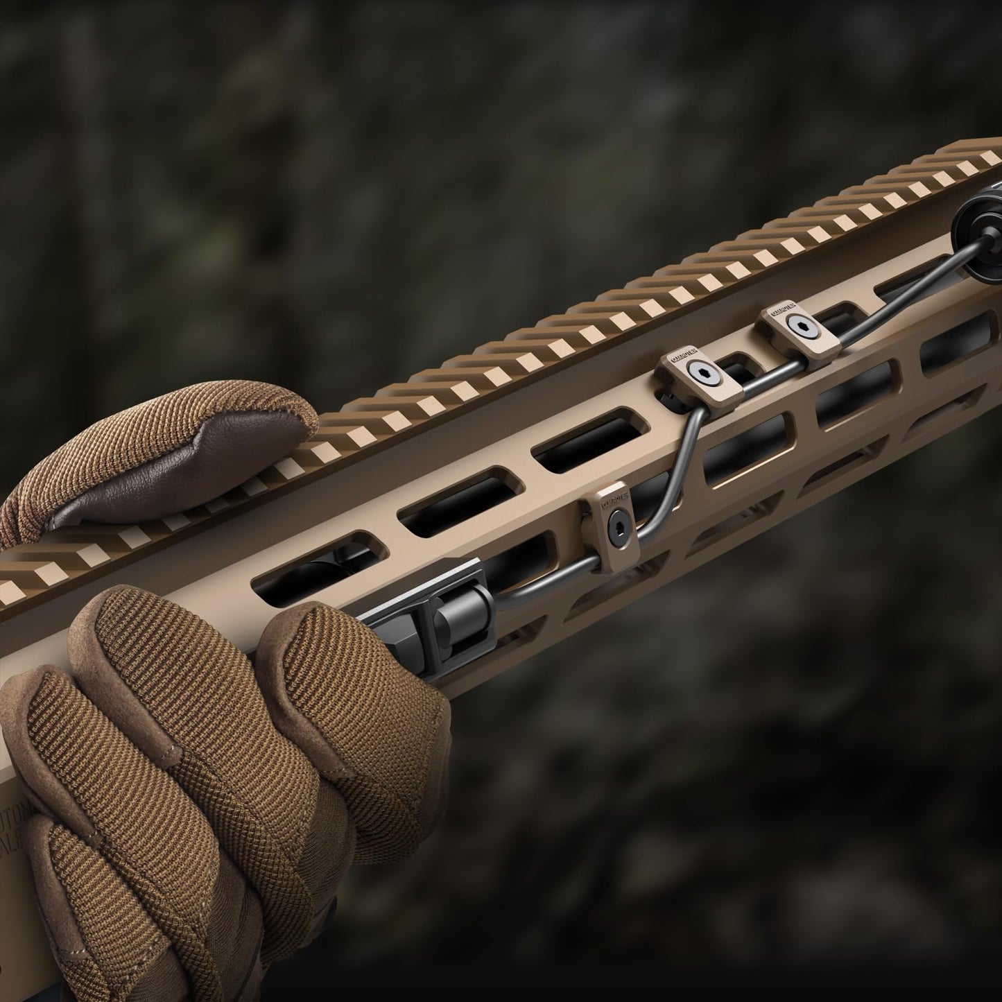 Guardtier CGM909 Pressure Switch Cable Guides Compatible with M-LOK System, Flashlight Laser Wire Management Clips 8 Pack - Black (Earth Tan)