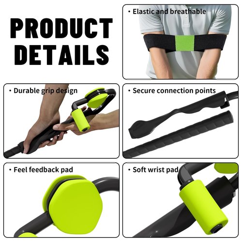 LGRAHED Golf Swing Trainer with Golf Swing Training Aid, Golf Grip Trainer Enhance Grip Strength Precision, Correct Hand Posture, Wrist Trainer Kit with Arm Band for All Golfers