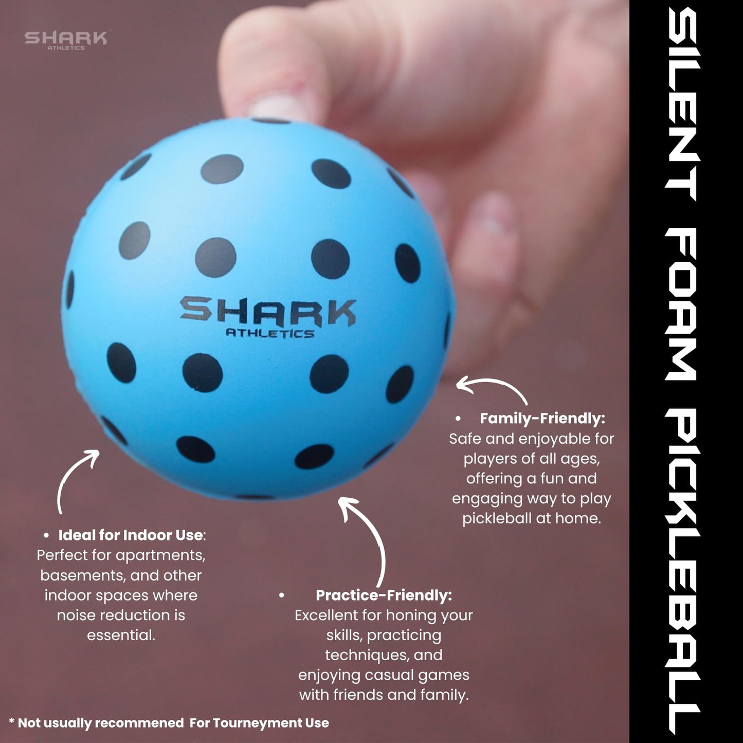 shark athletics Quiet Pickleball Balls - Indoor Practice Foam Pickleball Training Balls, Soft & Silent Pickleball Balls, 2-Pack
