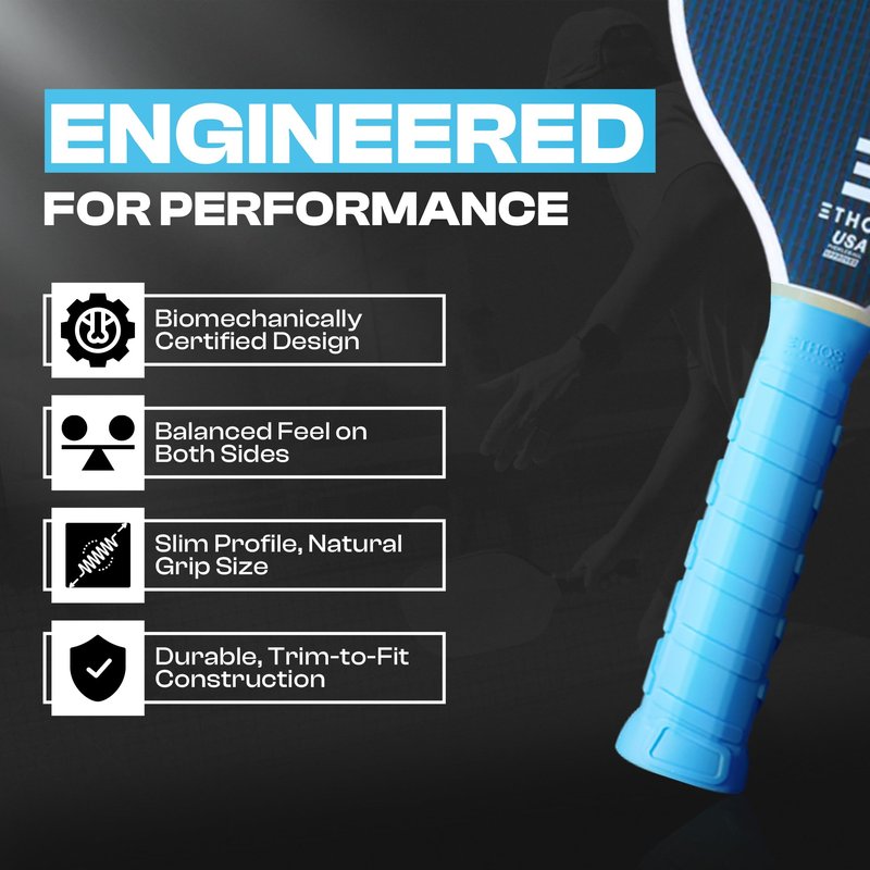 Pickleball Paddle Grip - Pro Undergrip RH-LW, Ethos Pickleball - Tennis Elbow & Wrist Support - Vibration Dampening - Right Hand Lightweight Contoured Shape for Secure Grip