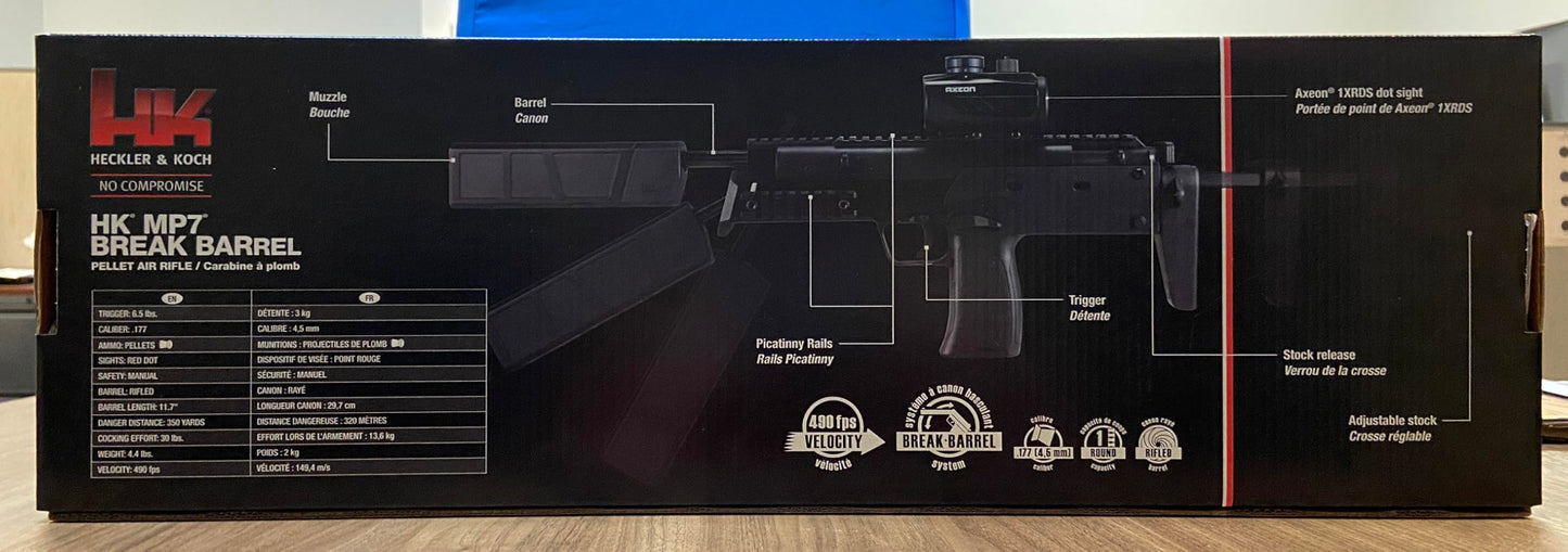 Umarex HK Heckler & Koch MP7 .177 Caliber Pellet Gun Air Rifle, Black