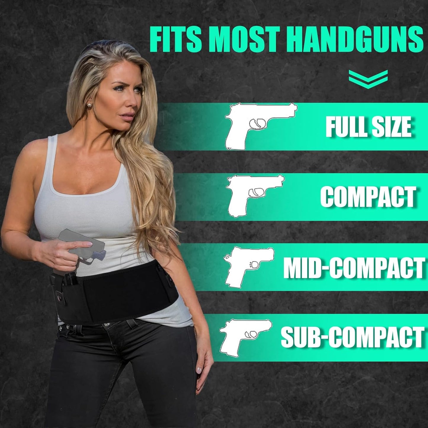 Skiennix Belly Band Holster - Comfortable Neoprene Gun Holster for Glock 19, 17, 42, 43X & More