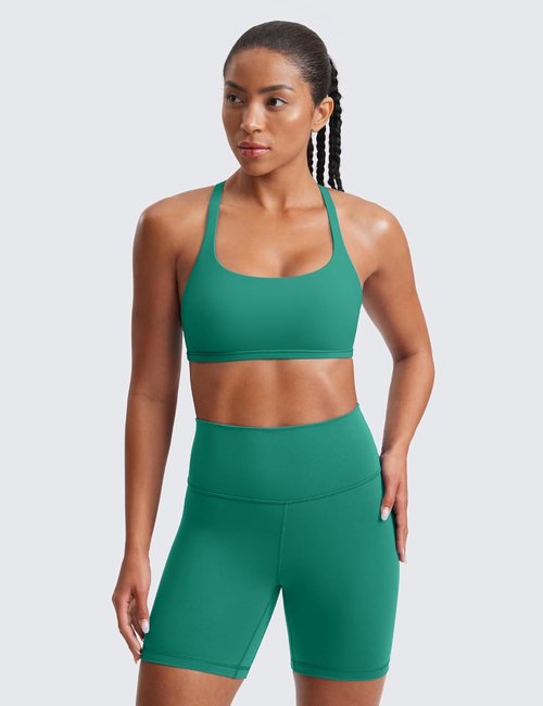 CRZ YOGA Criss Cross Sports Bra - Wireless Medium Support Gym Cami for Yoga & Workouts