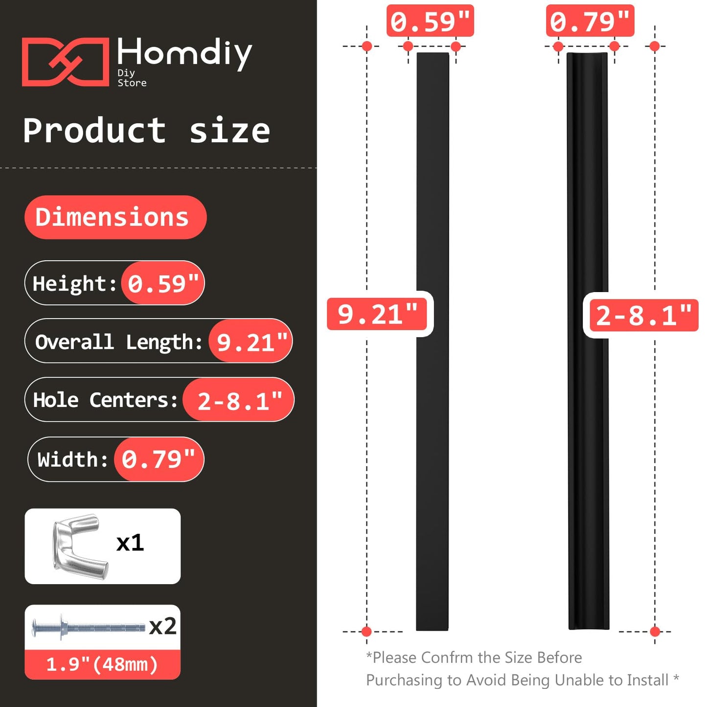 homdiy 25 Pack Adjustable Black Cabinet Pulls 2" to 8.8" (51-224mm) Adjustable Hole Distance Drawer Pulls