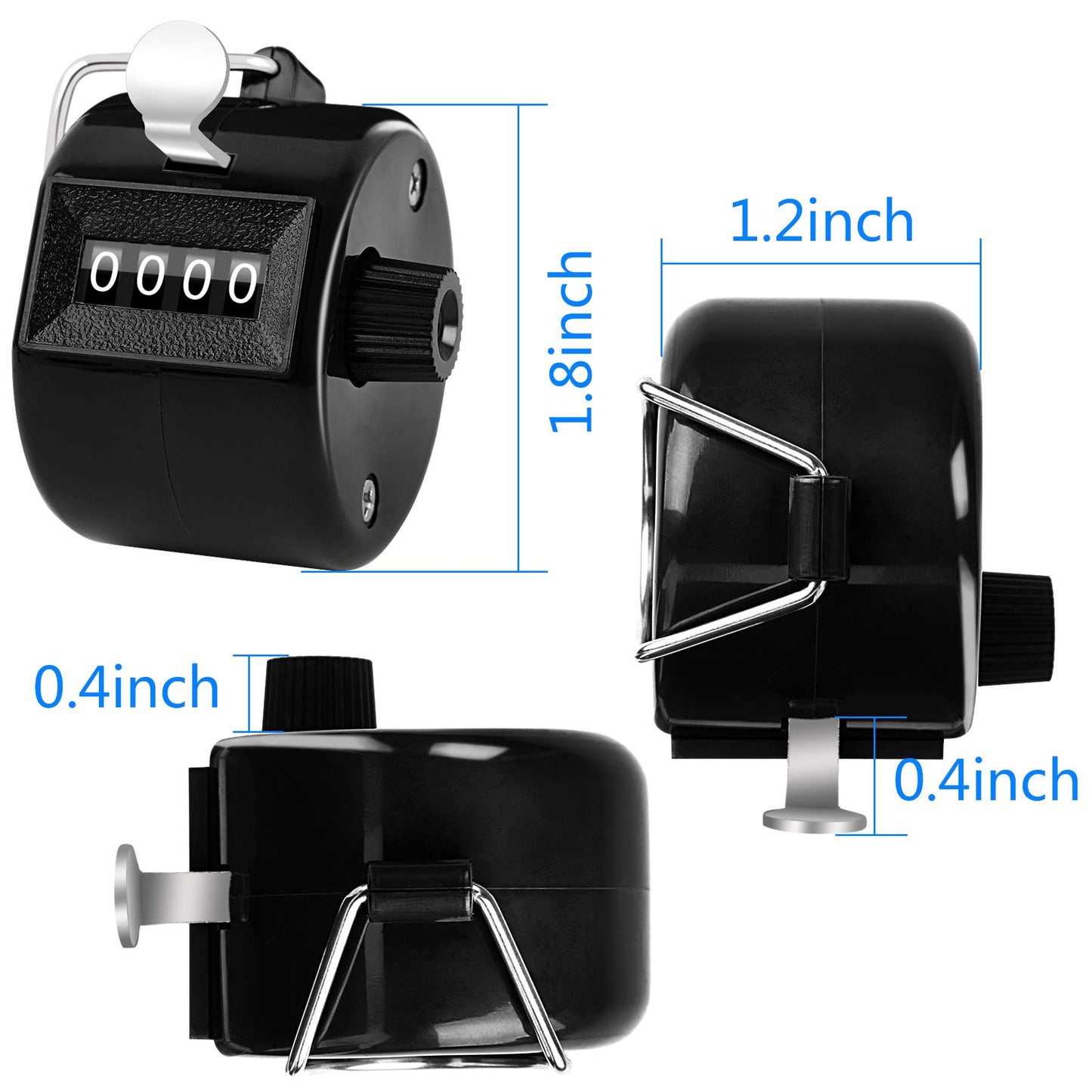 FEBSNOW 2 Pack Hand Tally Counter 4 Digital Click Counter for Sport Row School Event (Black White)