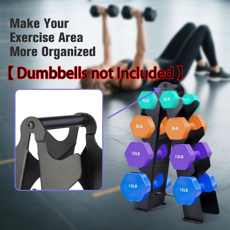 【Dumbbells not Included】 Dumbbell Rack Stand Only, Compact A-Frame Weight Rack for Dumbbells, Rust-Resistant Coated Dumbbell Storage Rack, Dumbbell Stand with Handle & Non-Slip Base for Home Gym
