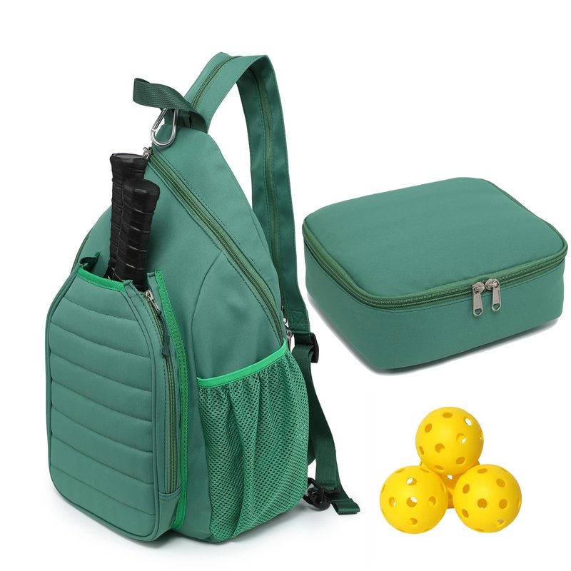 RAINBOW SMILE Sling Bag Crossbody Backpack for Pickleball Paddle Tennis Racketball Travel for Men and Women, with Ice Bag 2PS
