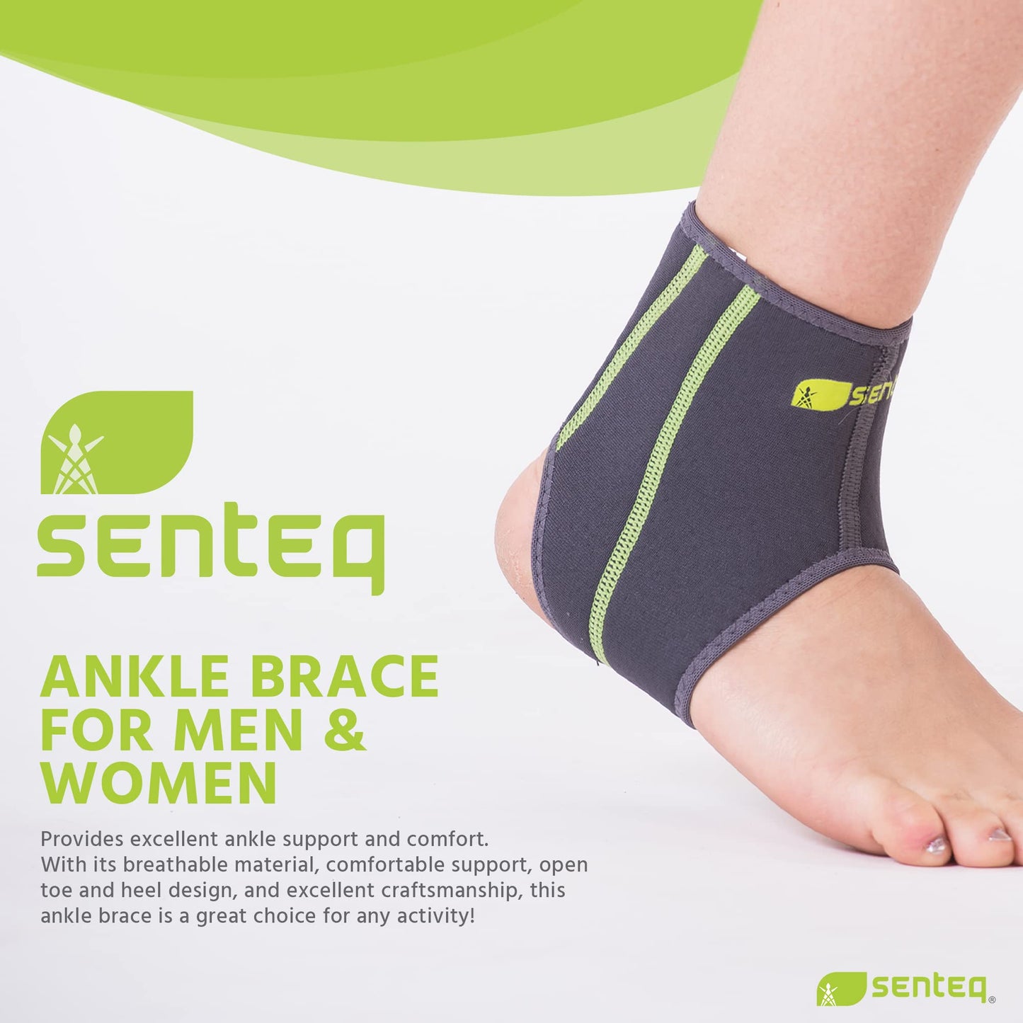 SENTEQ Ankle Brace for Men & Women- Compression Support for Sprained Ankles & Plantar Fasciitis, Elastic Neoprene Slim Sleeve for Jogging & Running, Ankle Stabilizer and Support for Walkers (X- Large)