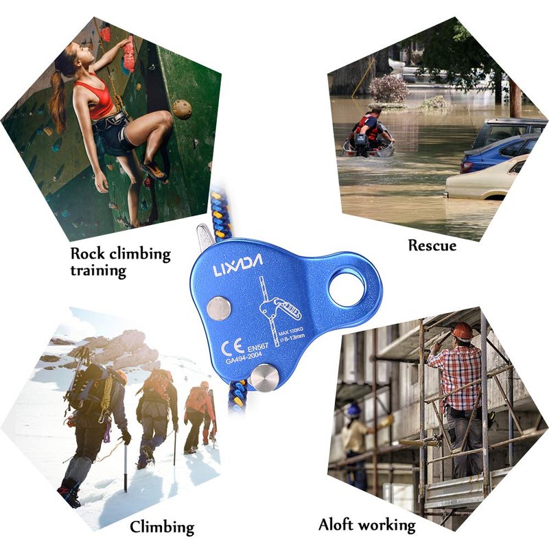 Lixada Rock Climbing Ascender Ultralight Fall Arrest Protection Belay Device Self-Locking 8-13MM Rope Grip Clamp for Outdoor Climbing and Rescue