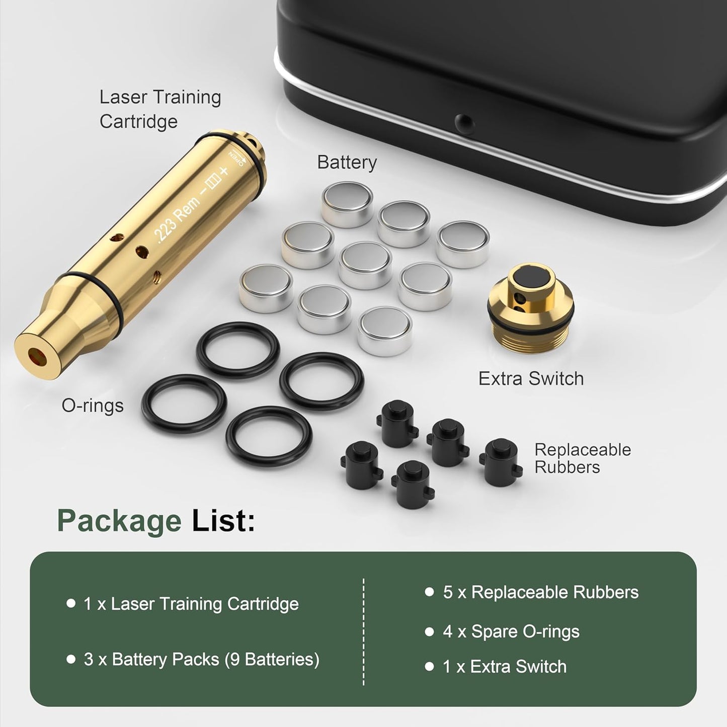 223Rem Laser Training Cartridge - Dry Fire Training System with 3 Batteries for Enhanced Shooting Practice