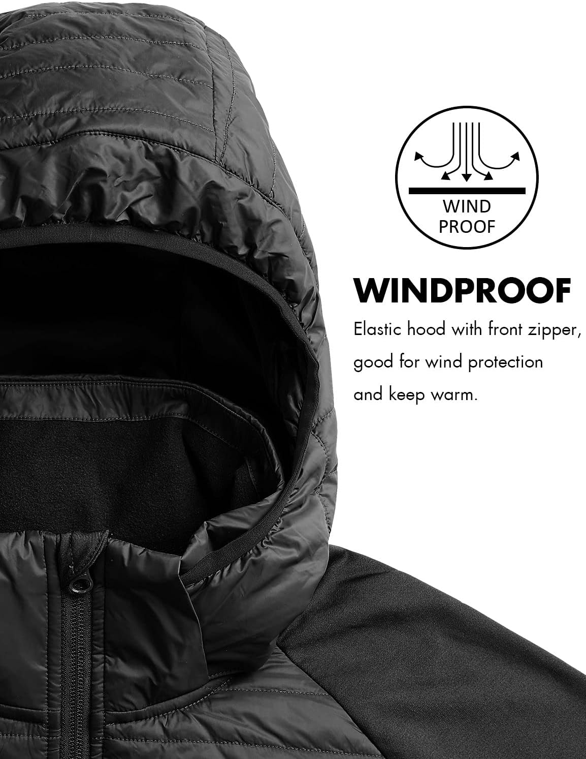 Baleaf Men's Running Jacket - Lightweight Insulated Puffer for Hiking & Golf | Warm Up Coat with Thumb Holes