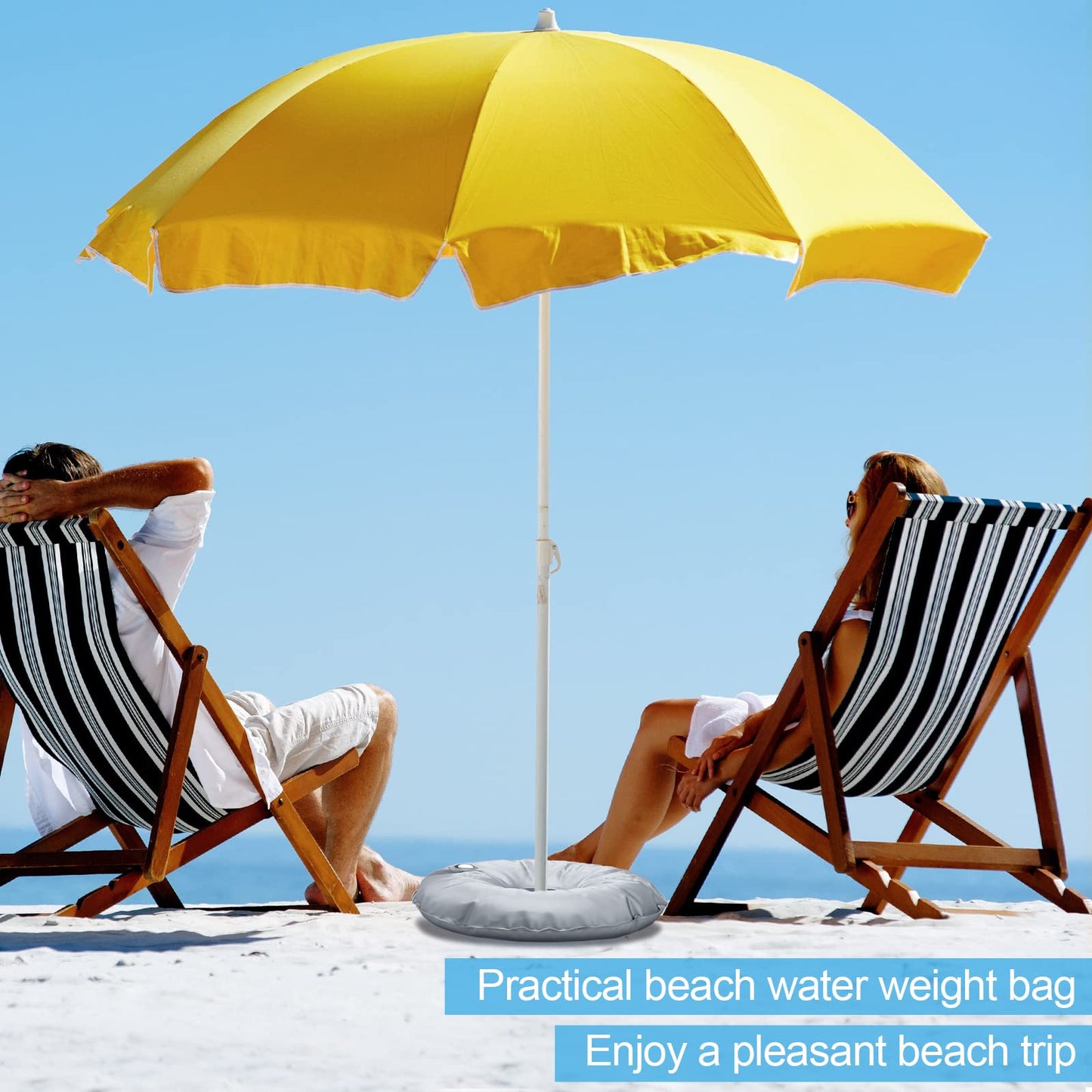 Tondiamo 2 Pcs 20.87 Inch Water Umbrella Weight Bags Flags for Base Stand Outdoor Collapsible Portable Sunshade Base Holder Bags for Beach up to 26.5 lb Water, 20.87 Inches in Outer Diameter