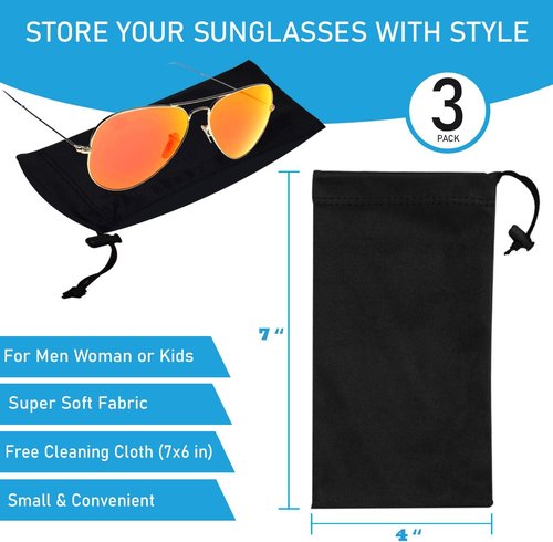 Mamlyn Microfiber Sunglasses Pouch - Premium Quality With Spring Fastener | Stylish & Durable