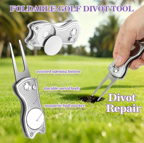 LACGO 17Pcs Golf Accessories Kit Include Golf Ball Bag Golf Tees Golf Towel Golf Club Cleaner Brush Groove Cleaner Tool Divot Tool Magnetic Ball Marker, Best Golf Gift for Women Man(Purple)