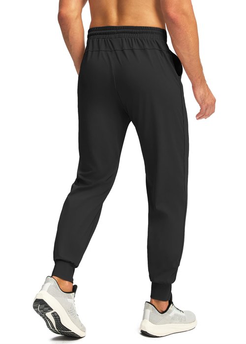 G Gradual Men's Joggers with Zipper Pockets Workout Track Pant Stretch Sweatpants for Men Athletic, Gym, Running(Black,L)